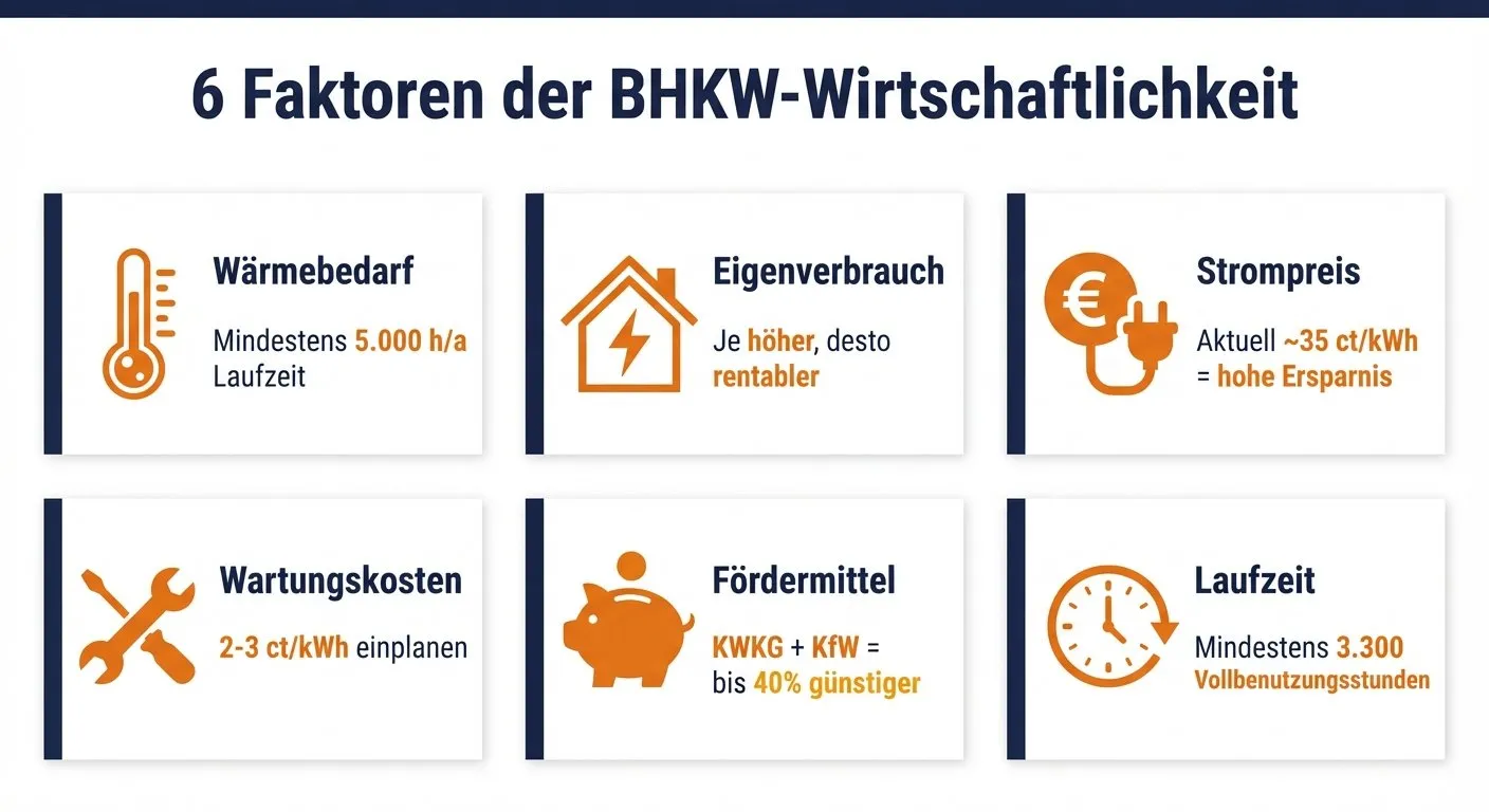 Infografik: 6 entscheidende Faktoren für die BHKW-Wirtschaftlichkeit